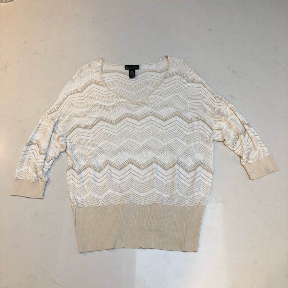 Lane Bryant 18/20 Cream & Gold Chevron Sweater